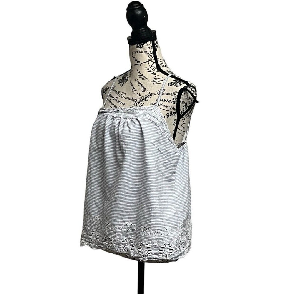 Tabitha Webb Sleepwear Blue Striped Cotton Lace Hem Cami XL Womens Sleeveless - Picture 3 of 8